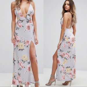 ASOS Boohoo Cross Back Floral Maxi Dress